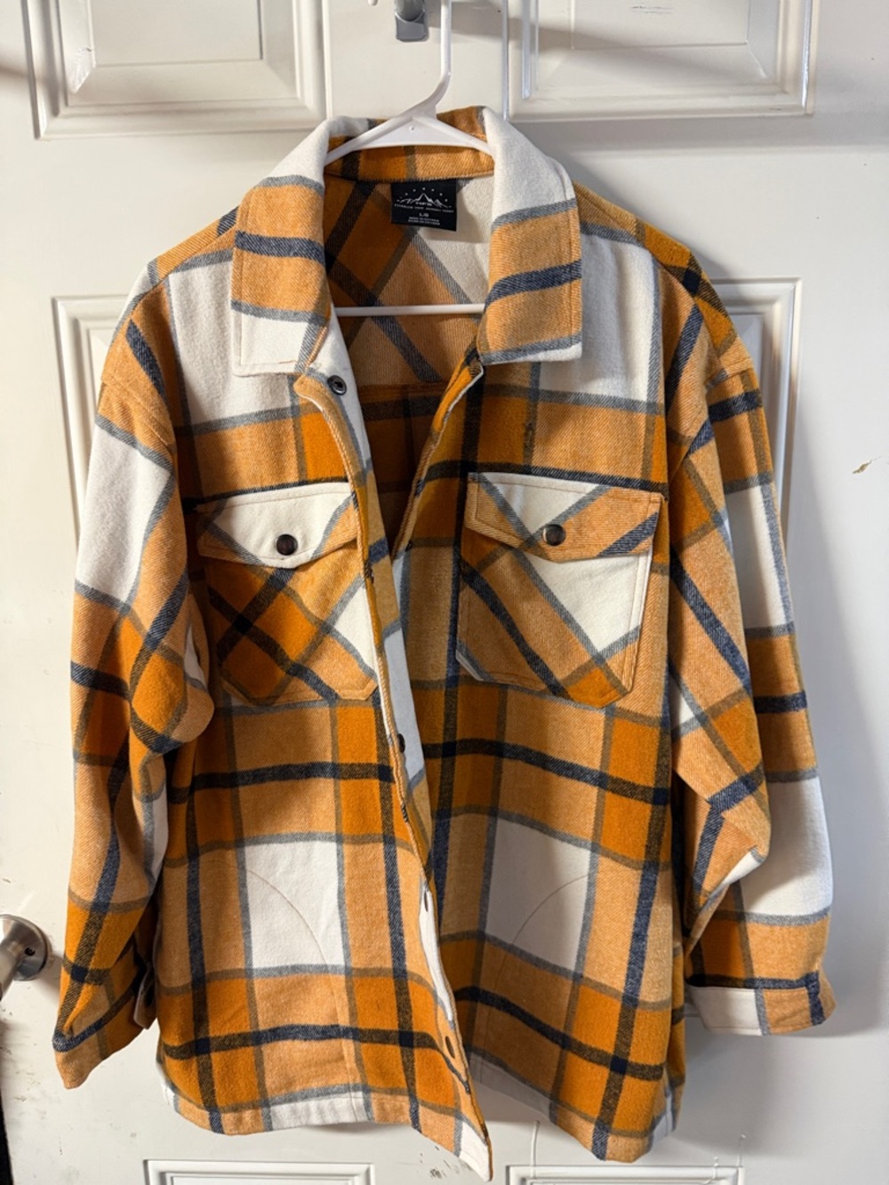 Plaid Utility Shacket Jacket in Mustard & Cream